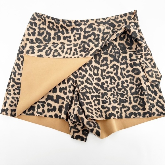 NWT ZARA CHEETAH SIDE TIE SKORT SKIRT MEDIUM BROWN - Picture 7 of 7